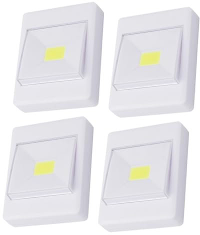 HOMSFOU 4 Stück unter der Schrankleuchte Flurleuchte an der Wand LED-Nachtlicht Schrankleuchten Cob-LED-Licht Batteriebetriebenes LED-Licht Dimmbar Kabinett Licht Kleiderschrank licht Weiß