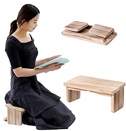 Samnuerly Meditationsbank aus Holz, kniender Hocker für Zen-Meditationshaltung, klappbarer Yoga-Hocker, Tiefe Meditationsbank, ergonomisches Design, Yoga-Bank für längeres Üben.