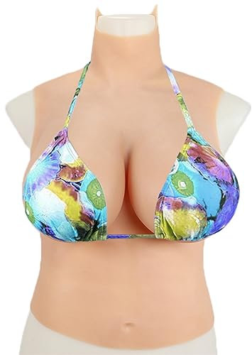 WASHLA Seno in Silicone Mezzo Corpo Riempite di Cotone Pettorale Realistiche Forme del Seno Finte B-H Coppa per Cosplay Crossdresser(Size:Coppa E,Color:Color 2)