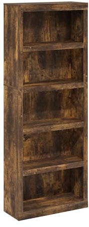 Furinno Rail 5-stufiges Bücherregal mit offenem Regal, Bernstein Kiefer