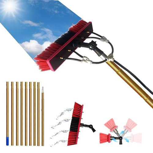 Ddasam Wassergespeiste Teleskopbürste, Reinigung von Photovoltaik/Solar/Fassade/Fenster/Wintergarten, Glasdach Reinigungsset, PV Anlage, Universal Waschbürste,3-12m Photovoltaik Reiniger Teleskop