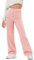 Haloumoning Pantalon évasé pour fille - Legging de yoga évasé - Bouton - Taille haute - Pantalon de sport avec poches, Rose, 8-10 ans