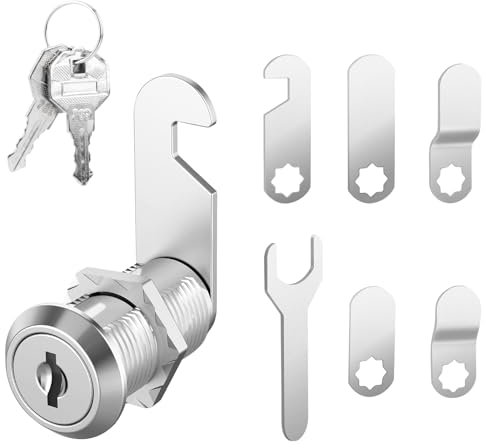 MXTIMWAN Serrure de Boîte aux Lettres 16mm,Barillet Boite aux Lettres,Serrure d'armoire Livré avec 5 Plaques de Serrure Différentes et 2 Clés,Serrure à Levier pour Boîtes aux Lettres portes d'armoire