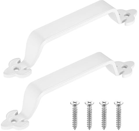 2 Pz Maniglia Porta Scorrevole, Maniglie per Porte Bianco, Retrò Maniglie per Mobili da Cucina, Maniglia per Porta Esterna e Interna, Maniglie per Armadio, Giardino, Garage, Capannone, 21,5 cm