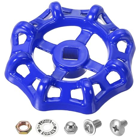 PATIKIL Ventilhandrad Ersatzgriff 8x8mm Rund Gusseisen Blau 1 Stk | Robustes Ersatzhandrad für Absperrschieber und Wasserarmaturen im industriellen und gewerblichen Bereich inklusive Montageset
