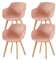 EGGREE Esszimmerstühle 4er-Set mit Beinen aus massivem Buchenholz, Retro-Design, Küchenstühle aus Holz, Wohnzimmerstuhl mit Armlehnen - Geräucherte Rose