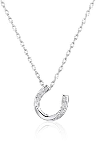 Philip Jones Sterling Silver Horseshoe Necklace Created with Zircondia® Crystals