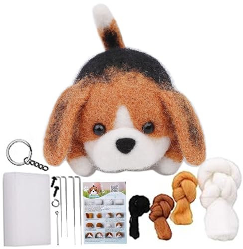 Nadelfilz-Set für Anfänger - DIY Filzwolle und Nadeln, Tier-Set mit süßem Hund und Anleitung