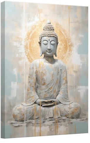 ZXHYWYM Buddha Wandbild Zen Leinwand Malerei Buddha Statue Kunstdrucke Meditation Poster Buddhismus Statue Home Wand Dekor mit Rahmen (40.00 x 60.00 cms)