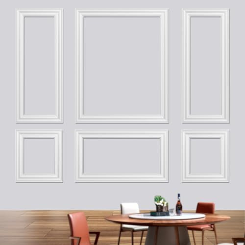 Gaahing 6 Sets Premade Accent Wall Molding Kit, Pre-Cut Wainscoting Panels, Ready to Assemble Chair Rail Moulding for Interior Decoration