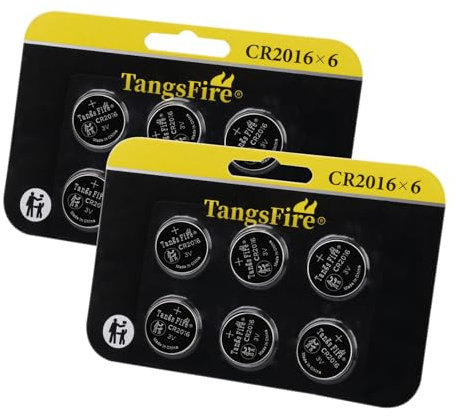 3V Button Batteries 2016 Lithium Batteries 3 V CR 2016 Pack of 12