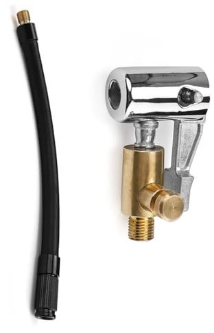 HJIAMA 8mm Jeu de Embout Pompe Velo, Embout de Gonflage, avec Tuyau D'extension Amovible de 17 cm, Équipé d'un Bouton de Décompression, Adapté aux Motos et Vélos