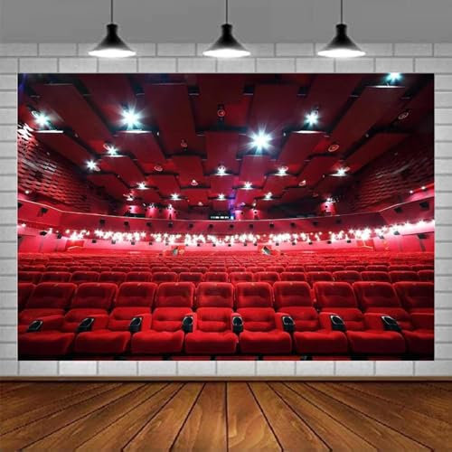 Rot Kino Interieur Sitze Fotografie Hintergrund Theater Scheinwerfer Hintergrund Banner Poster Fotostudio Requisiten