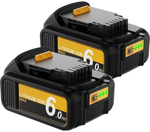 2Pack Battery for Dewalt XR 6000mAh Replacement DCB184 DCB200 DCB180 DCB182 DCB101 DCB107 DCB112 DCB105 DCB115 DCB203 Applicable to Cordless Power Tools Batteries 6.0Ah with LED Indicator