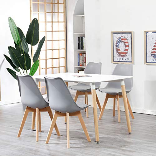DEYARNA HOME Esstisch mit 4 Stühle Set, Esszimmertisch und 4 Skandinavischen Esszimmerstühle für Esszimmer, Küche, Wohnzimmer, Büro (Grau) Tischgröße: 110 * 70 * 74cm
