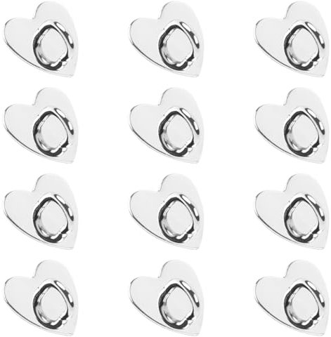 DAJISI 12-Piece Adhesive Heart Phone Charm Hook - Metal Holder, Finger Grip Loop Stand for DIY Case, Pad, Tablet Supplies (Silver)