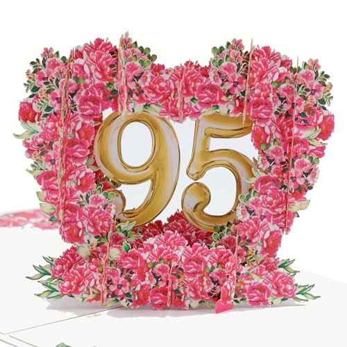 Favour Pop Up - romantische Glückwunschkarte zum runden 95. Geburtstag. Ein filigranes Kunstwerk in perfekter 3D Optik XP095