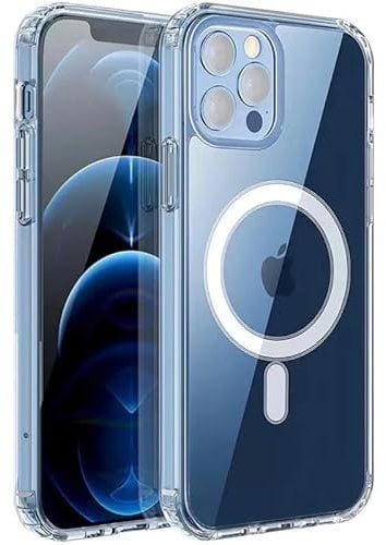 FOLAZ Clear and Transparent Magnetic Case Compatible with iPhone 15 Pro Max Case [6.7-Inch], Scratch Resistance, Shockproof Airbags, Slim Design.