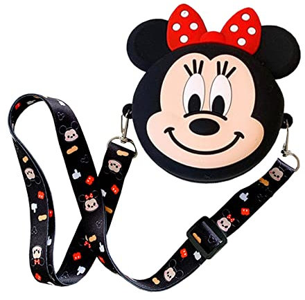 KATVVYE Minnie Girl Kinder Messenger Bag, Cute Cartoon Silikon Mini Kinder Münzbörse, Cartoon Minnie Messenger Bag mit verstellbarem Gurt Länge für Kinder Geschenke Geburtstagsgeschenke und Erwachsene