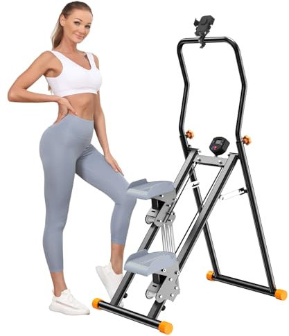 Máquina paso a paso con escalones y asas ajustables, color negro