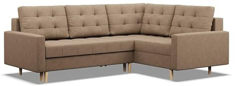 Mebligo - Ecksofa mit Schlaffunktion und Bettkasten Elma Bonellfedern, Eckcouch mit Ottomane Rechts, Sofa L Form (BxTxH) 223 x 172 x 92 cm, Couch Wohnzimmer, Ecke Sofa, Braun (Lux 2)