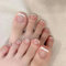 24Pcs False Toe Nails With Glue - French Tip False Toenails - Pink Fake Toe Nails - Short Square Artificial false toe nails - Full Cover Seamless Press On ToeNails For Women Nail DIY