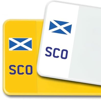 Premium 3M Vinyl Stickers for UK Car Number Plates Decorative Purposes – Scotland (Cross of St Andrew) – Bubble-Free & Easy Application – Set of 2 (Front & Rear) (SCO, Neutral)
