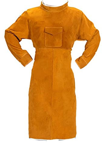 MKHFP Schweißschutzausrüstung 8 5cm Schweißschürze mit Ärmeln, Lederschweißerschürze, Leder und feuerfestem Schweißen mit verstellbarer Größe für Hersteller, Schweißer, Heimwerker