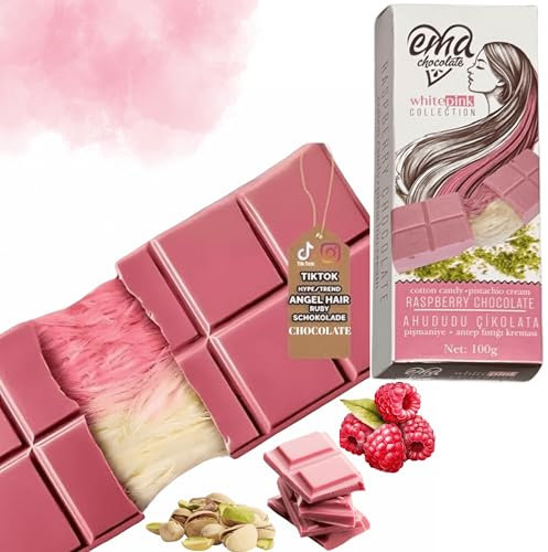 Cotton Candy – Angel Hair Chocolat Ruby/Pink 100g | Gourmandise de Dubaï – Confiserie de Luxe de Dubaï avec Crème de Pistache & Barbe à Papa Turque (Artisanal Premium Rose 100g)