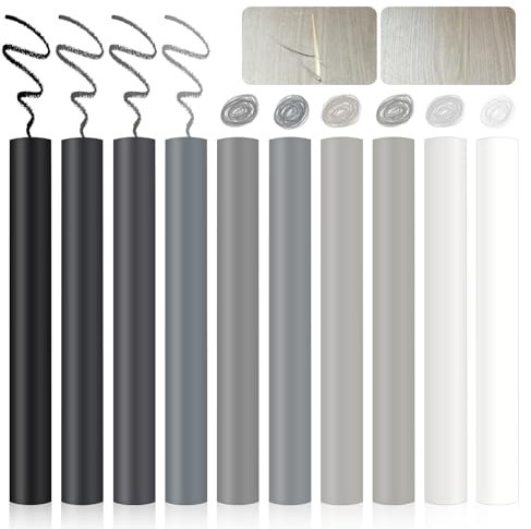 10 Stück Laminat Reparaturset mit Hartwachs & Reparaturstift für Laminat, Parkett, Vinylboden, Holz Reparaturset zur Kratzer & Lochbeseitigung, Möbelreparatur Wachsmalstifte Set für Möbel & Boden