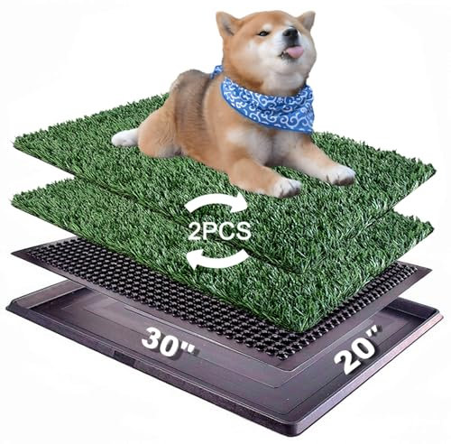 Hundegrasunterlage mit Tablett, 76,2 x 50,8 cm, Haustier-Töpfchen für Hunde, künstliches Gras, Urinierunterlage, Hundetoilette