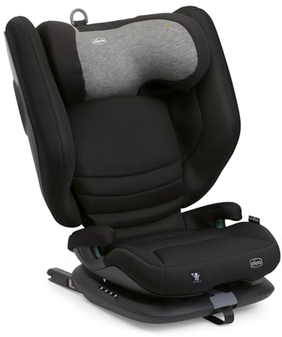 Chicco Fold&Go S i-Size (ECE R129/04), Kindersitz 100-150 cm, mit starren Isofix Konnettoren, Gruppe 2/3 für Kinder von 3-12 Jahren, Neigbar und faltbar, Seitenschutz, Höhe und Breite verstellbar