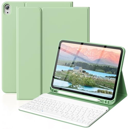 ZOPSGYU Case Keyboard for New iPad Air 11 Inch M4 2026/M3 2025/M2 2024, Air 5th/4th Generation 10.9 Inch with Pencil Holder, Shockproof Folio Cover with Magnetic Detachable Bluetooth Keyboard, Matcha