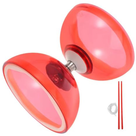 Afforstyle Diabolo-Ball mit Dreifachem Lager, Jonglieren, Weiches Gummi, Doppelrad, für Kinder, Outdoor-Spielset, Kristall-Tpu, Rot