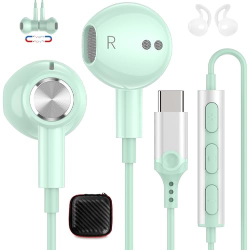 USB C Kopfhörer für iPhone Air 17 16e 15 Pro Max Samsung Galaxy A16 A56 5G A36 A26 S25 In Ear Kopfhörer mit Mikrofon HiFi Stereo Ohrhörer Type C In Ear Kopfhörer für Xiaomi 15 14 Pixel 10 9a OnePlus13
