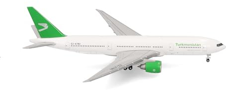 Herpa Model Airplane Turkmenistan Airlines Boeing 777-200LR, miniature scale 1:500, collectible, airplane model without stand, metal