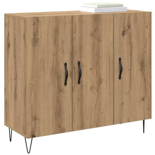 vidaXL Sideboard Artisan oak 90 x 34 x 80 cm Engineered wood, Dining Room, Rectangular, Modern Sideboard, Ample Storage, Engineered Wood Unit, Hinge Door Cabinet, Versatile Design