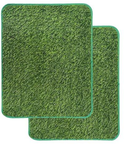 2 Stück Kunstrasen Hundeklo Balkon, Hundetoilette Ersatzrasen Waschbar Welpentoilette Rasenteppich Welpen Rainingsunterlage Rasen Training Pee Pads für Kleine Hunde (58,5 x 46 cm)