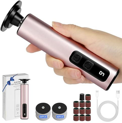 HOTUT Electric Foot File Hard Skin Remover,Powerful Electric Callus Remover Foot Sander Pedicure, with 50 Sandpaper Discs,1800mAh,9 Speed Adjustable,for Dry Dead Skin Cracked Heels Calluses