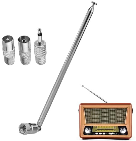 FM Aerial for Hifi, Dab Radio Aerial, 75 Ohm, with 3 Adapters