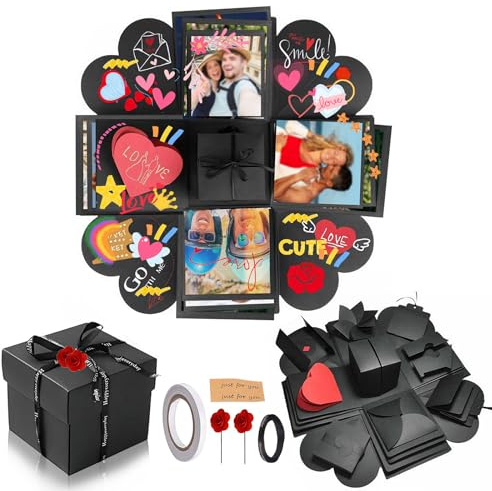 Explosionsbox, üBerraschungsbox, Explosionsbox Geburtstag,Pop Up Foto Überraschungsbox,DIY Explosion Überraschungs Box,Liebe Speicher Scrapbooking Geschenk Box,für Heiratsantrag Jahrestag Valentinstag
