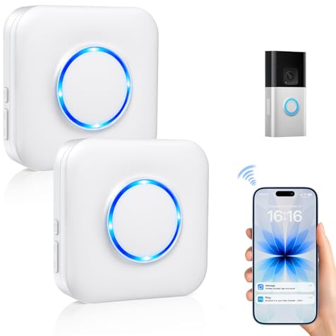 Smart Wireless Doorbell Chime, 2 Pack Doorbell Extender with Receivers