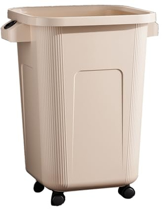 Poubelle en Plastique, Corbeille Rectangulaire, Design sans Couvercle, avec roulettes, Adaptée Au Salon(Black,17.6x30x30cm)