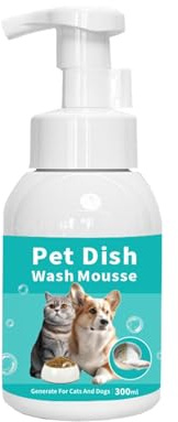 Ngvglumg Pet Dish Wash Mousse 300ml Foam Degreasing Cleaner | Dog Cat Bowls, Decompose Saliva Odour Removal, Gentle Safe If Licked, Multi Scene Usage Toys Food Container Water Dispenser