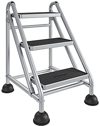 Cosco 3-Step Rolling Step Ladder, Grey