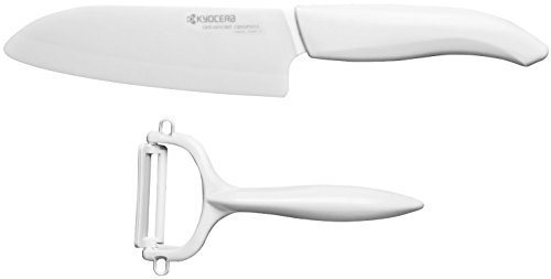 KYOCERA Cut & Peel Set White Blister Pack - 14cm Santoku Knife & Peeler