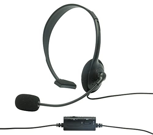 Konix Mythics Cuffie gaming monoauricolari con cavo PS-100 per PS4 e PS5 - Microfono leggero con cancellazione del rumore - Nero