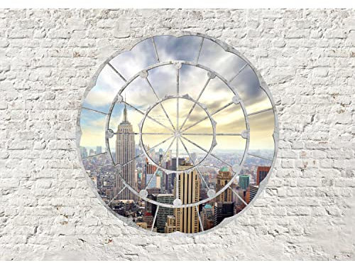 Runa Art Fototapete Fenster New York 352 x 250 cm Vlies Tapeten XXL Moderne Wandtapete Wohnzimmer Schlafzimmer Weiss Beige 9055011a