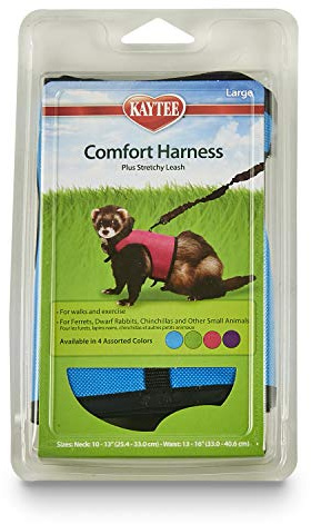 Superpet Large Comfort Harness Plus Stretchy Lead | Safer walks and healthy exercise. Small-animal leash and harness. Velcro straps, e-z snap buckle, 4-ft harness leash