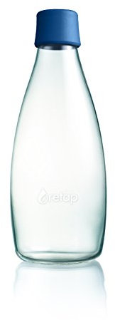 Retap ApS Grande Bouteille d'eau en Verre Borosilicate 0,8 Litre, Noir foncé, 0.8 / Large